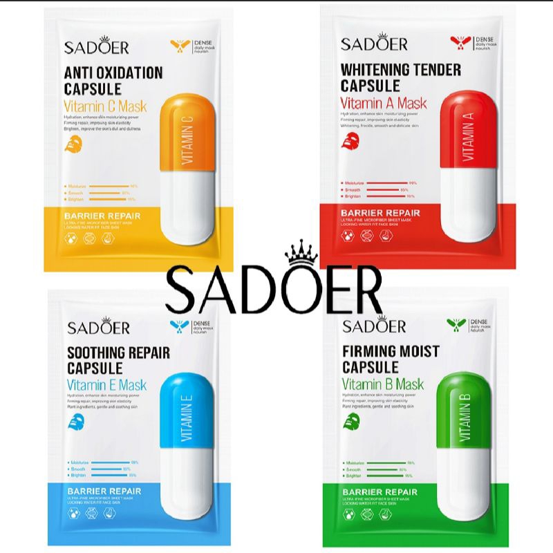 SADOER Sheet Mask Capsule Masker Wajah Kapsul Multi effect Moisturizing Vitamin A B C E SR021 SADOER