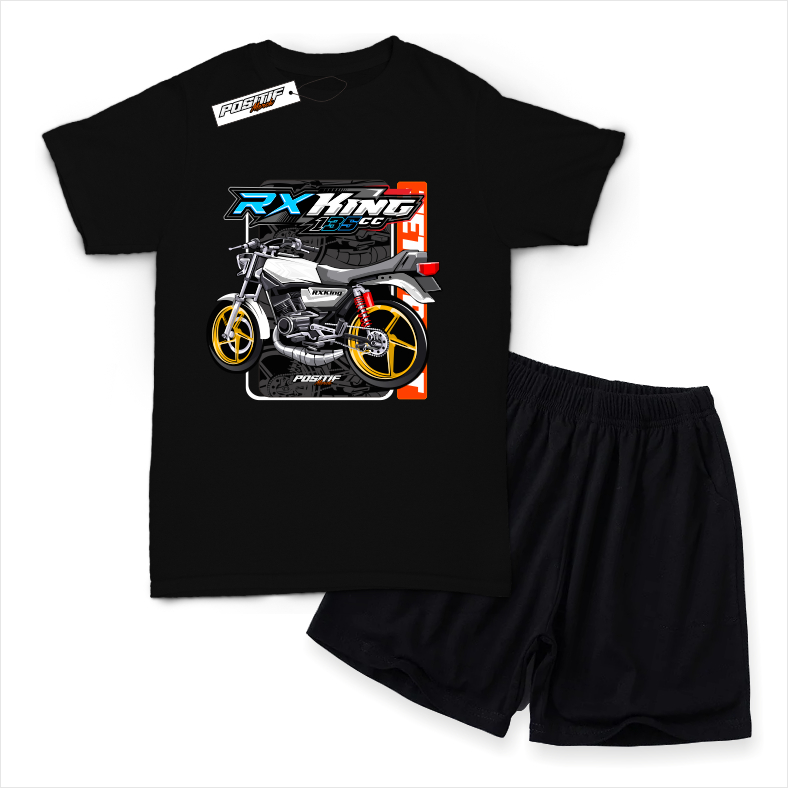 BAJU KAOS ANAK SETELAN MOTOR RX KING PUTIH | POSITIF MERCH
