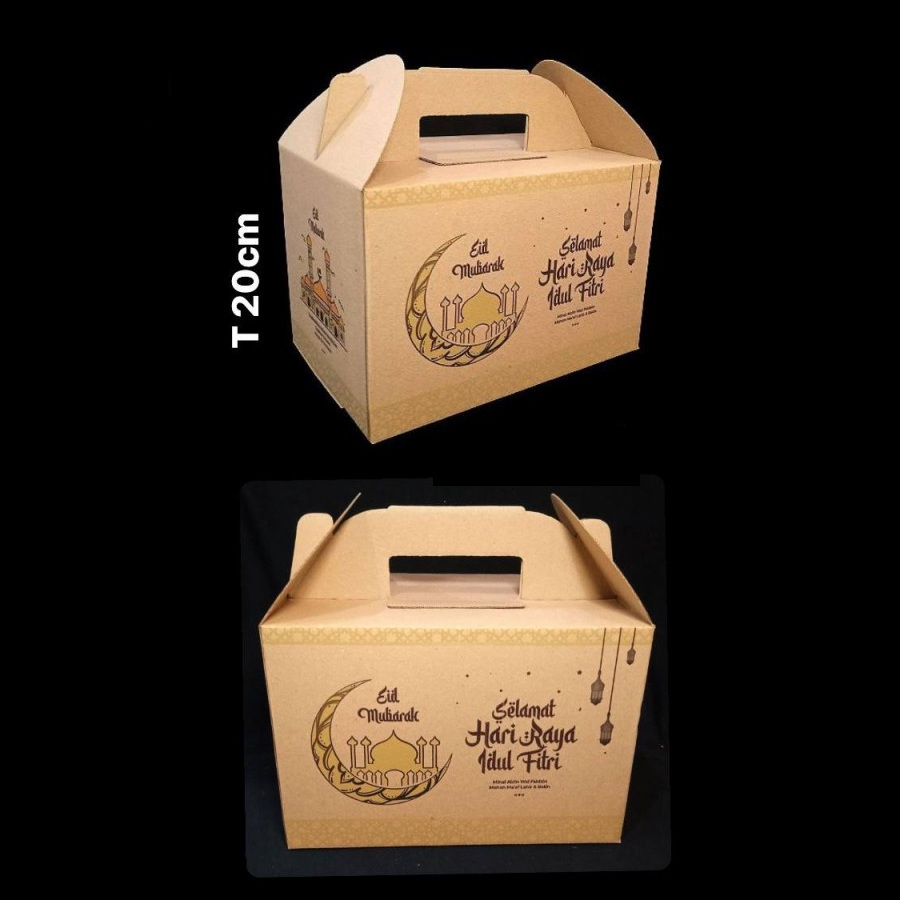 

(5 pcs) kardus parcel idul fitri dus lebaran tenteng packaging sembako box hampers eid mubarok 30x20x20 cm