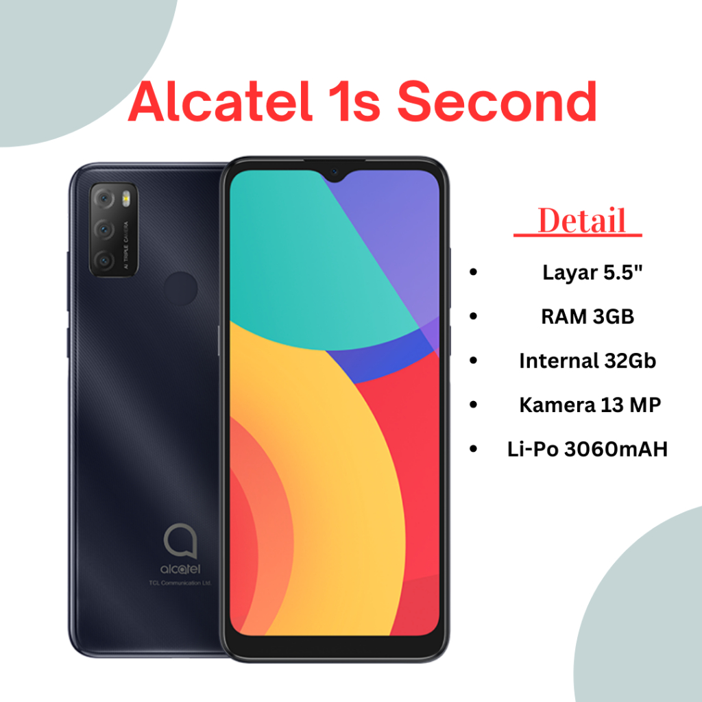 Alcatel 1S 3/32 Second Like New Fullset Ex-Garansi Nasional / HP Android Alcatel 1s Ex-Nasional