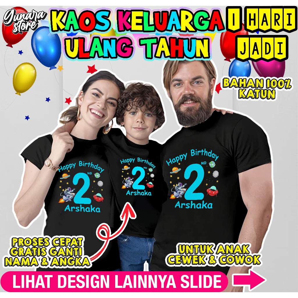 Gunara KAOS BAJU ULANG TAHUN ANAK KAOS ULTAH KELUARGA KAOS CUSTOM ULTAH | ASTRONOT 1