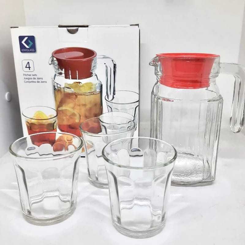 Andria Pitcher Set 4 in 1 Import Gelas + Dus Importir | Teko Kaca Set | Set Peralatan Saji MInuman T