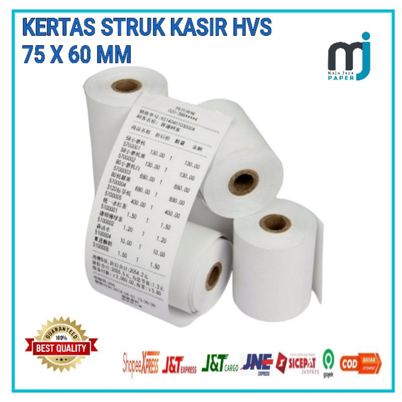 

KERTAS STRUK KASIR HVS 75 X 60 MM 1 PLY- HVS