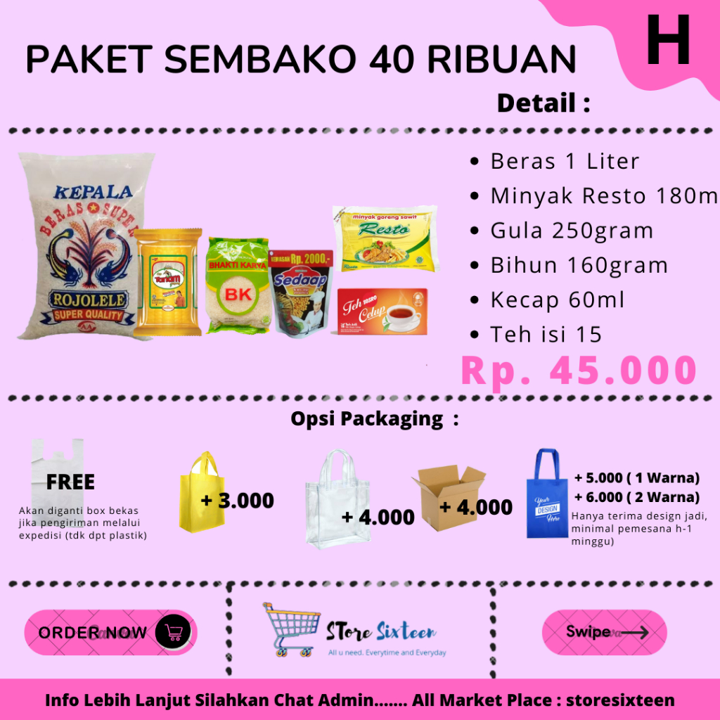 

Paket Sembako Murah 40 Ribuan H / Paket Sembako Murah By Storesixtenn