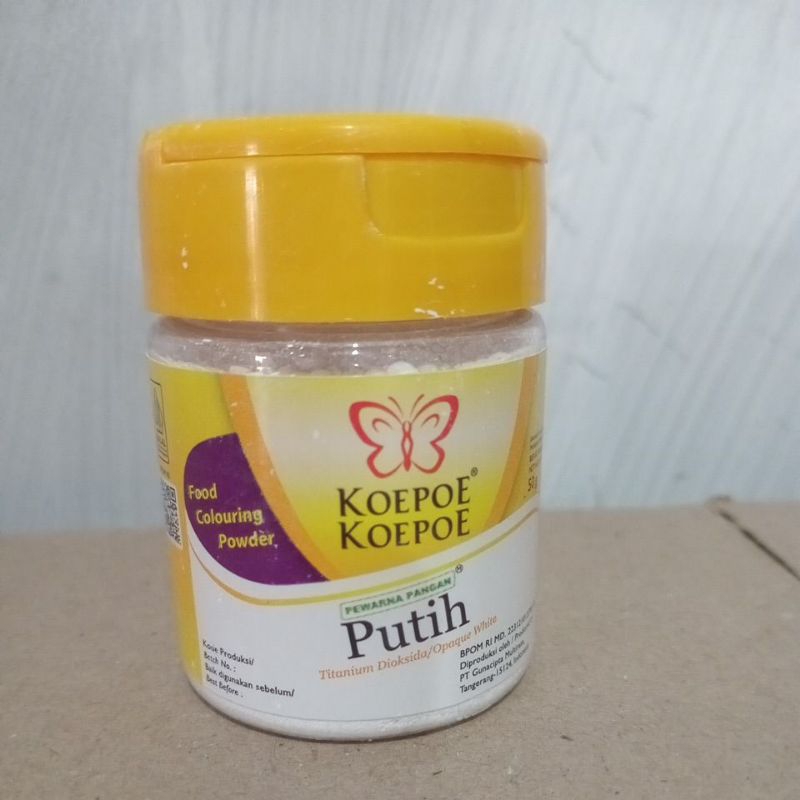 

Pewarna makanan serbuk warna putih 50gr cap koepoe koepoe