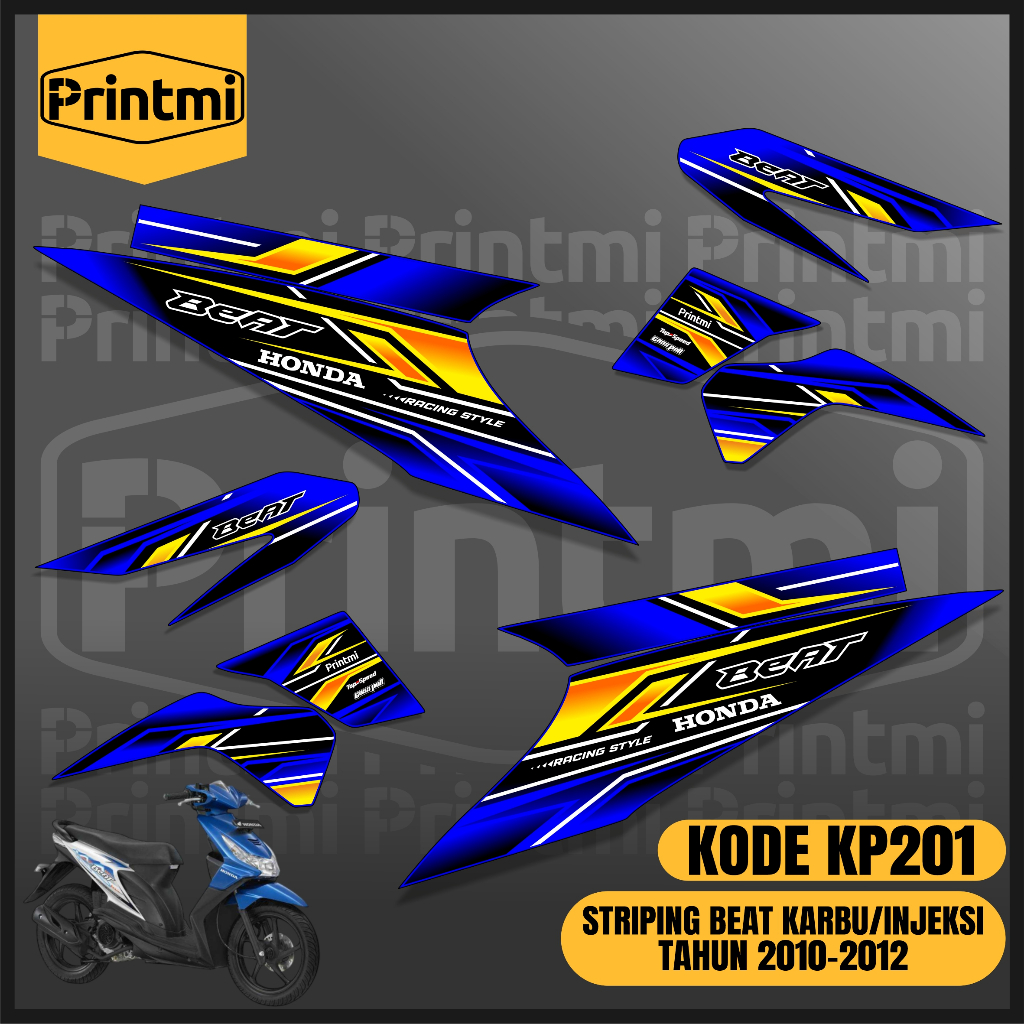 Printmi Striping Stiker Motor Beat Karbu Injeksi 2010 2011 2012 Simple Variasi List Modifikasi KP201