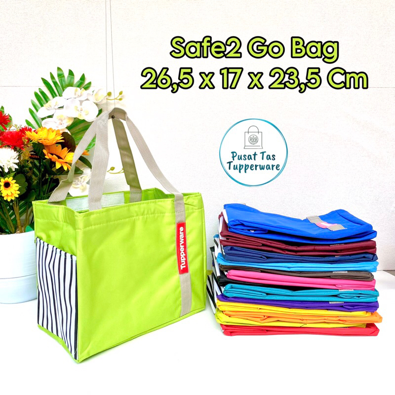 Tas Bekal Makan Safe2 Go Tupperware/Tas Bekal/Tas Laptop/ Totebag wanita (Zipper Bunga Es)