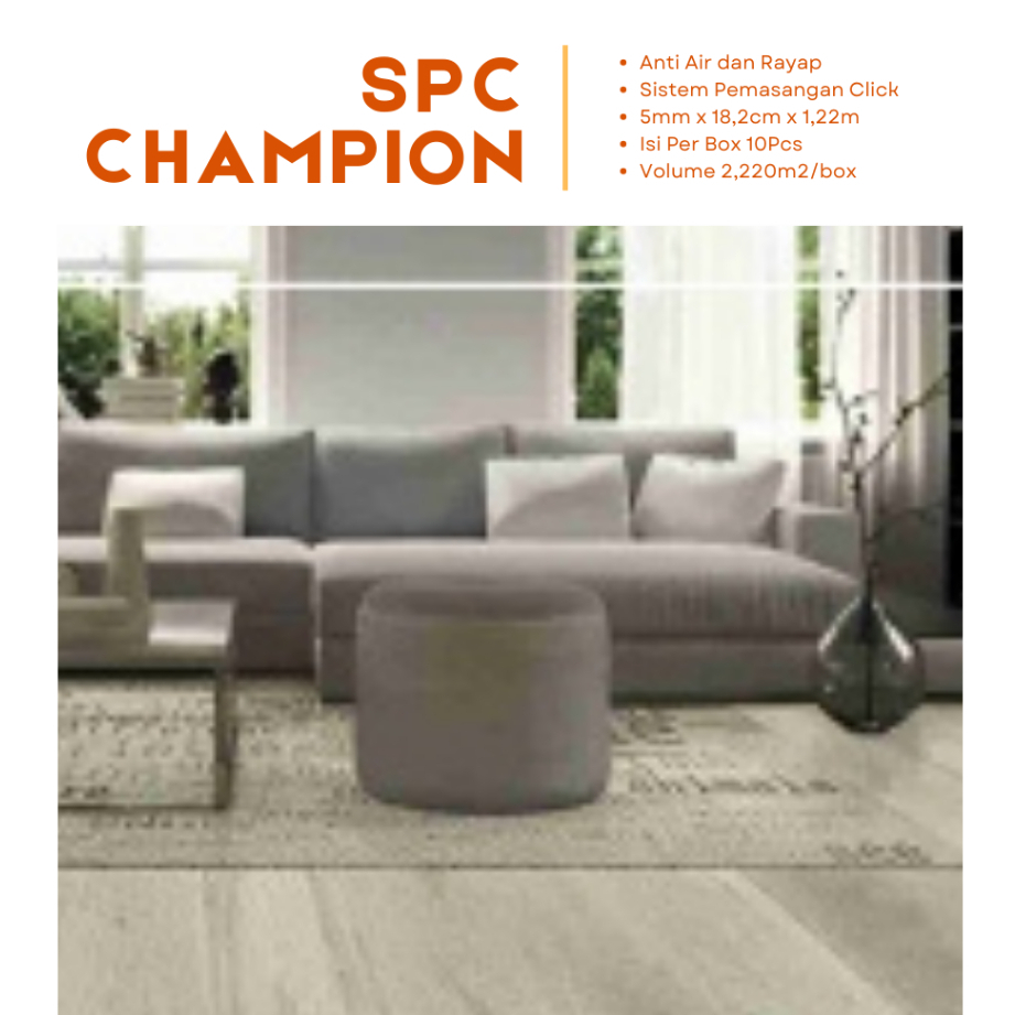 VINYL KLIK SPC CHAMPION | Lantai Vinyl SPC 5mm | Vinyl SPC Flooring