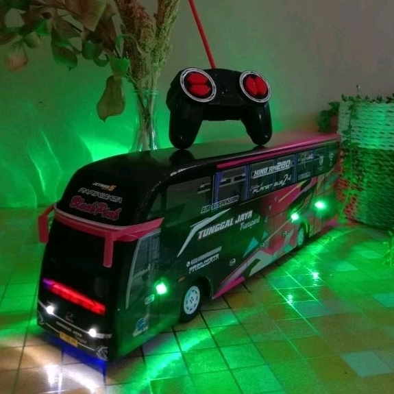 Bus Telolet Basuri KIDS PANDA BLACK PINK JB5 Remot control full lampu dan strobo