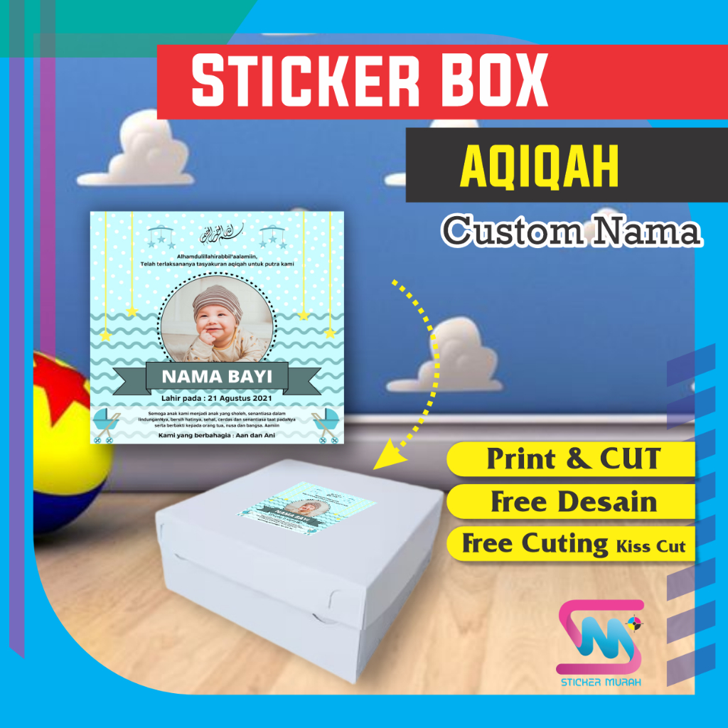 

Stiker Murah Bandung - Print Sticker Tasyakuran Aqiqah Costum Cromo A3 Free Cutting & Desain