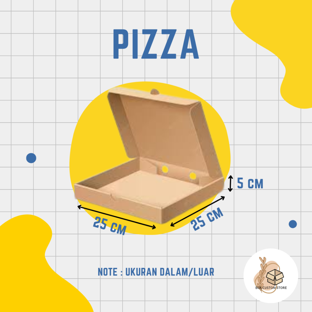 

Kardus / Box Packing - Die Cut Pizza Polos Ukuran 25cm x 25cm x 5cm