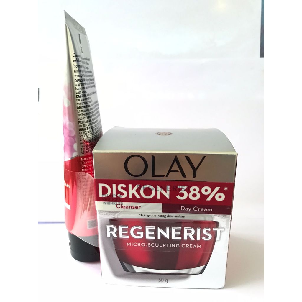 Olay Regenerist Set Ritual Krim Pelembab Pagi & Sabun Muka Anti Aging Skincare Tandem / Paket Hemat 
