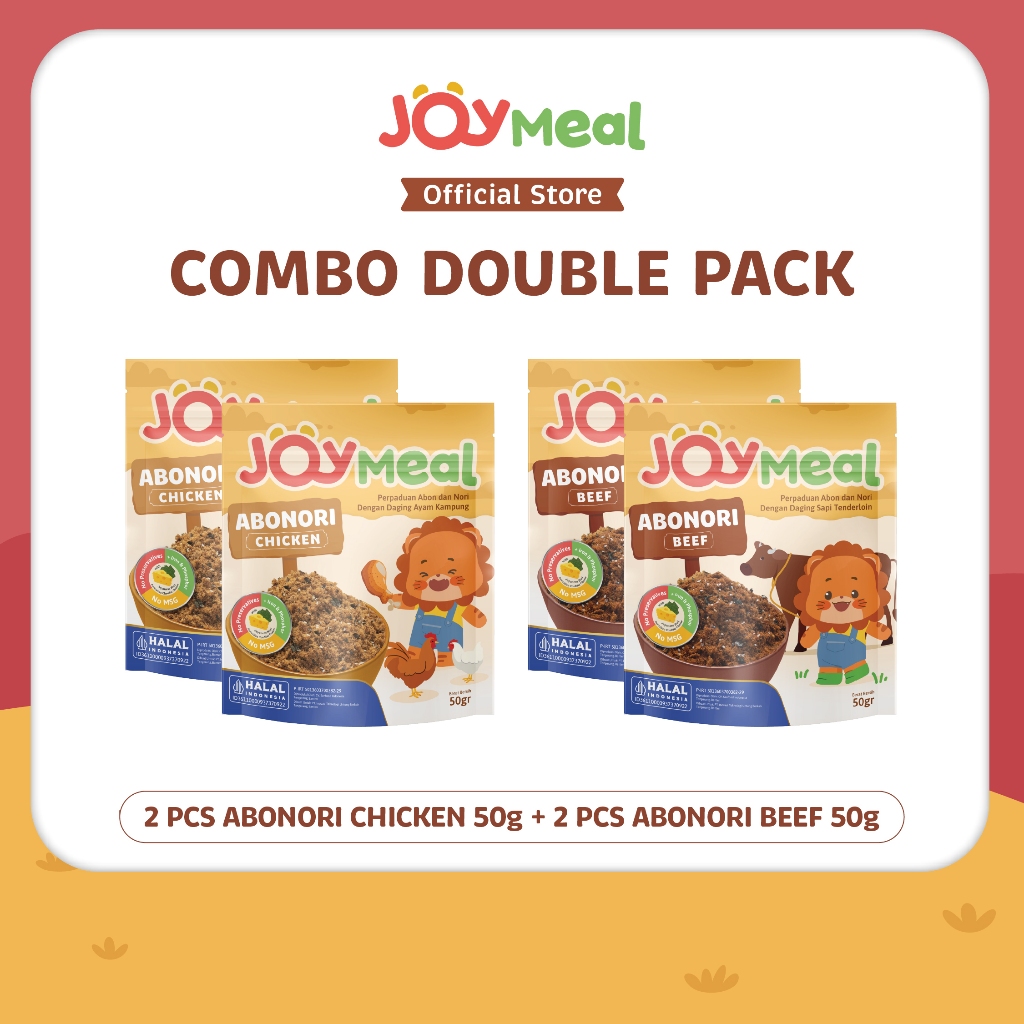 

JoyMeal AboNori BEEF & CHICKEN Original Double Combo Pack (4 pcs) | Perpaduan Abon dan Nori dengan Daging Sapi Tenderloin dan Daging Ayam Kampung