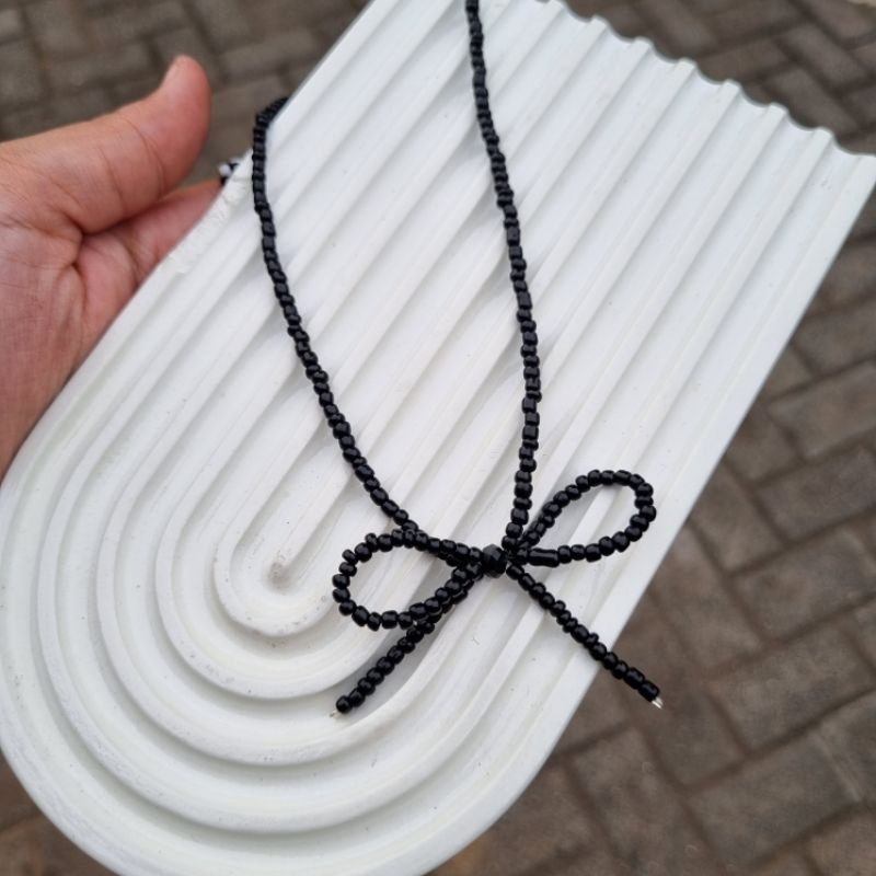 Kalung pita manik / kalung manik pita silver / kalung manik silver