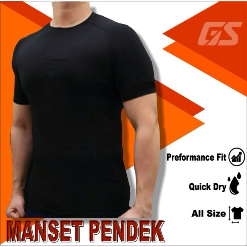 Baju renang pria lengan pendek slimfit kaos olahraga dalaman olahraga