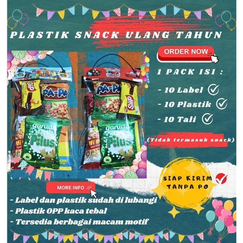 

[10pcs] PLASTIK SNACK ULTAH/BINGKISAN SNACK