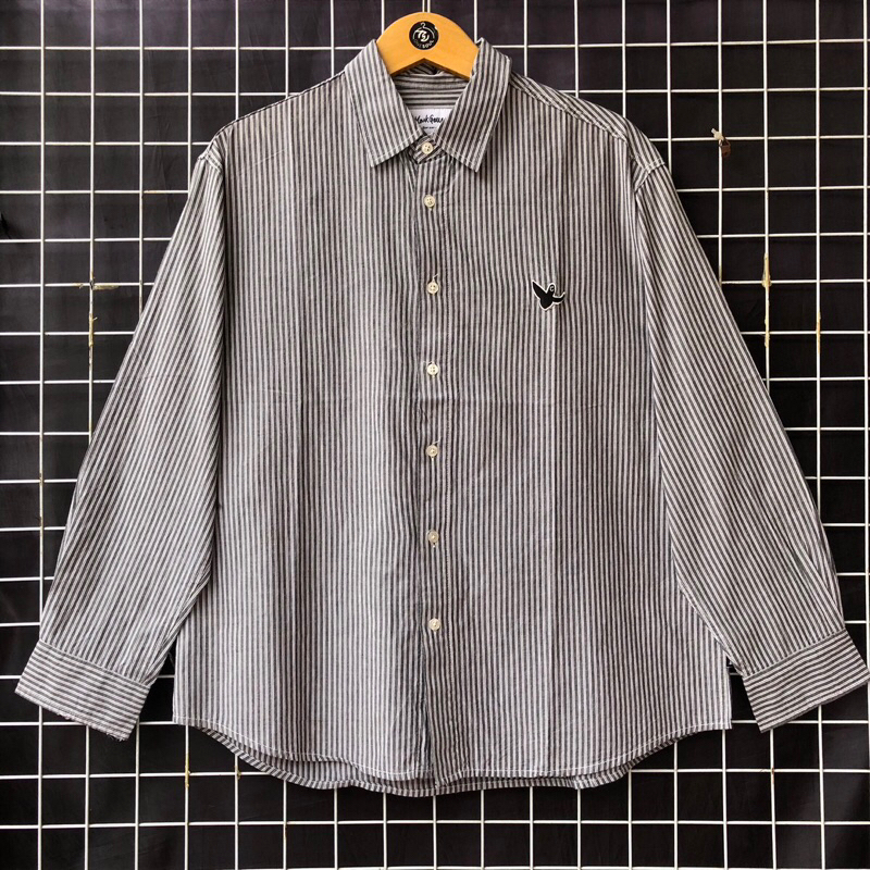 Kemeja Brand Original Mark Gonzales Stripe Pria Lengan Panjang