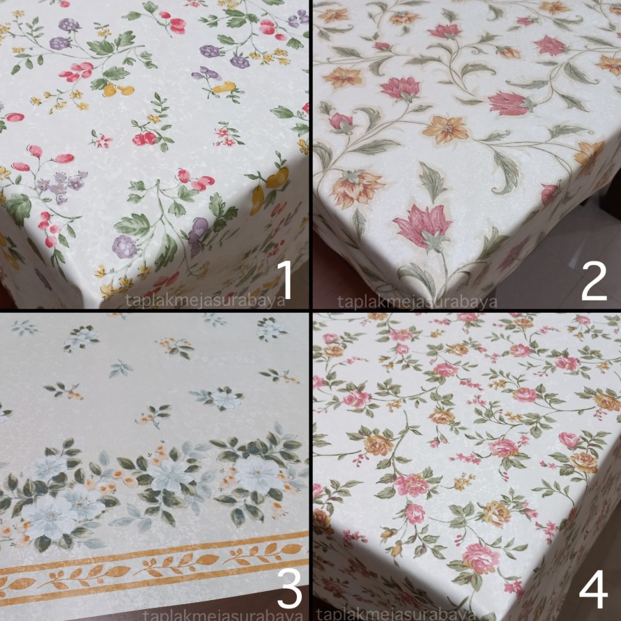 ART E1P Taplak Meja Makan Plastik Meteran Per 5 cm Shabby Chic Custom Ukuran Motif Bunga Buah