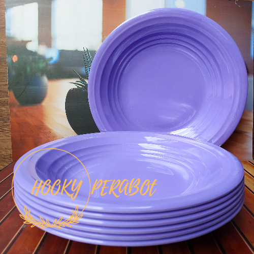 3 pcs piring melamin jumbo super besar dan tebal model ulir cekung melamin tebal