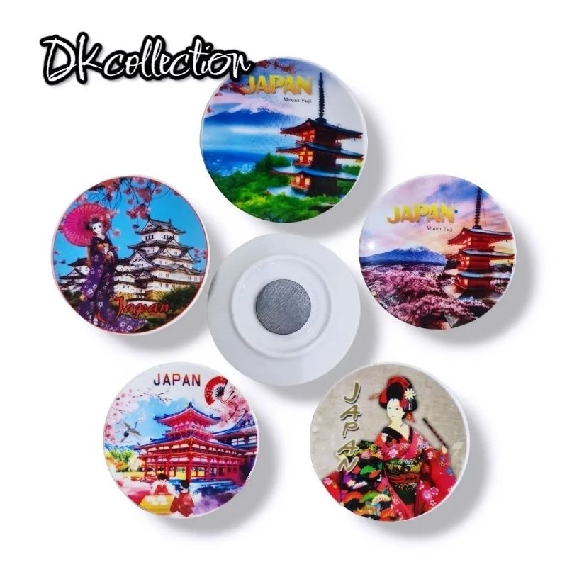 Tempelan kulkas jepang souvenir magnet kulkas piring jepang merchandise magnet keramik Tokyo jepang