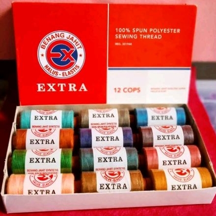 Benang Jahit Extra kecil 500yard (Hitam/Putih/Warna)