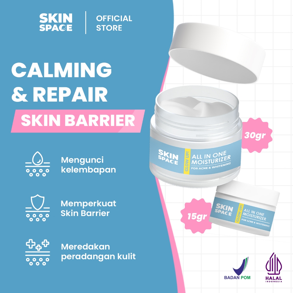 SKINSPACE BUNDLE GLOW UP ALL IN ONE MOISTURIZER 15GR + 30GR - PELEMBAB WAJAH MENCERAHKAN (BPOM)