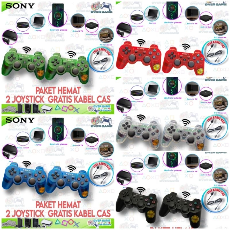 ⭐⭐⭐⭐⭐ JOYSTICK PS3 WARNA TRANSPARAN MULTY FUNGSI BLUETOOTH FOR ANDROID/SMARtv/PC/LAPTOP DLL