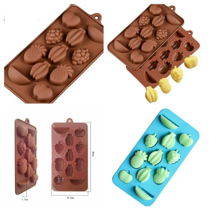 Cetakan silikon cetakan coklat jelly buah pisang,nanas,anggur