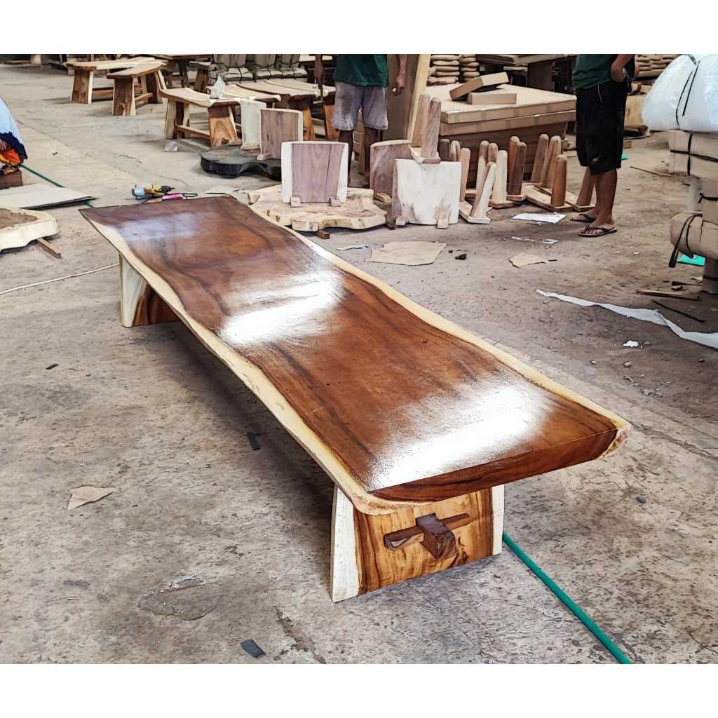 Meja trembesi alami natural Meja ukuran 300 x 70 x 45 Meja lesehan dengan srampat Furniture Jepara