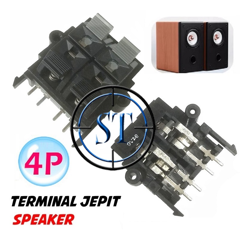 Terminal Speaker 4 Pin Jepit Kotak 2x2 Soket Konektor 4  Lubang Box Audio Amplifier Home Theater