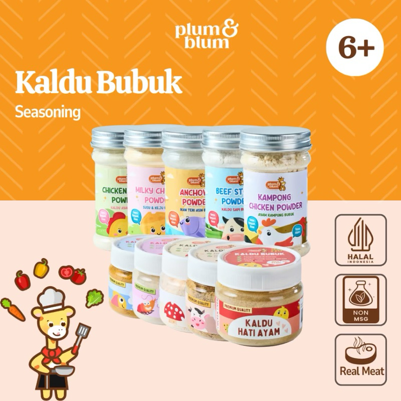 

PLUM & BLUM - Kaldu Bubuk MPASI (Hati Ayam/Salmon/Sapi/Udang/Jamur) Kemasan Jar 80gr | Chicken / Beef Stock Powder / Milky Cheese Powder / Seaweed Cheese Powder