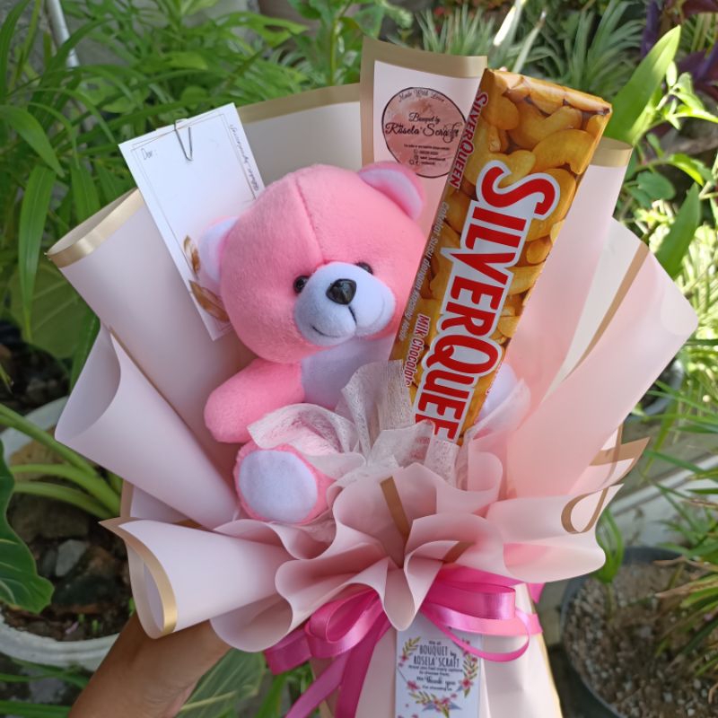 

BUKET MINI BEAR MIX COKLAT SILVERQUEEN 58GR | BUKET CANTIK MURAH | KADO CEWE