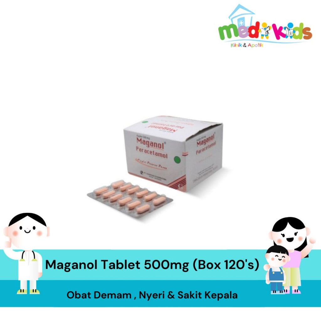Maganol Paracetamol 500mg Tablet Kaplet Per Strip @12
