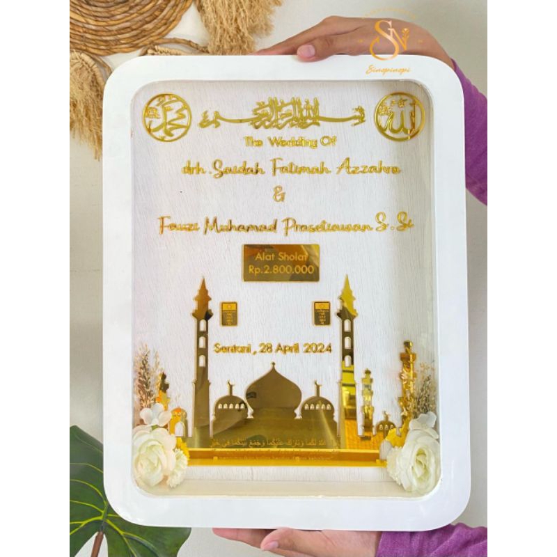 MAHAR MOSQUE l BINGKAI KAYU l MAHAR UANG NIKAH PERNIKAHAN AKRILIK