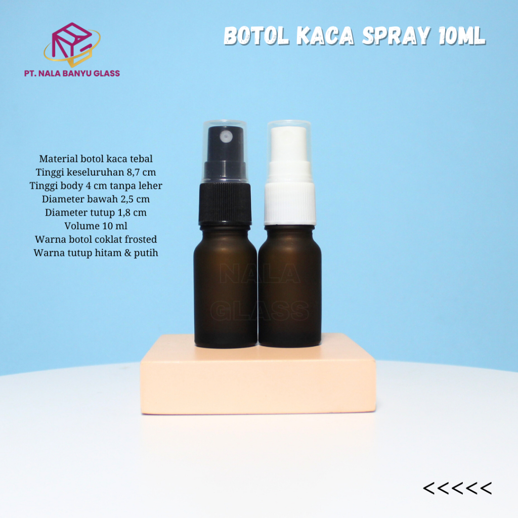botol kaca 10ml spray / botol kaca 10ml amber coklat doff tutup spray