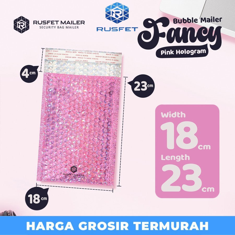 

AMPLOP BUBBLE MURAH|BUBBLE MAILER|BUBBLE PACKING PINK HOLOGRAM 18X23