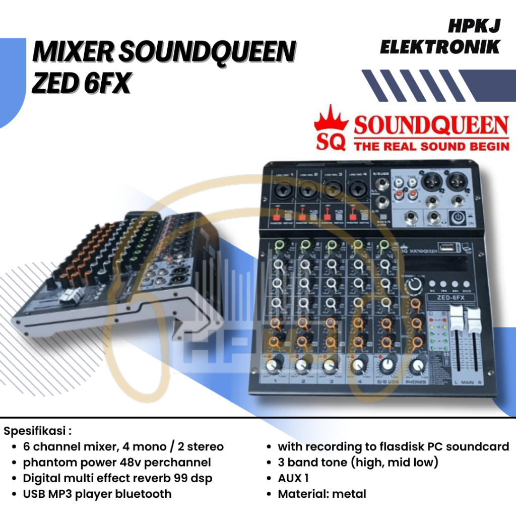 MIXER AUDIO SOUNDQUEEN ZED 6 FX  6CH MIXER SOUNDQUEEN ZED 6 FX