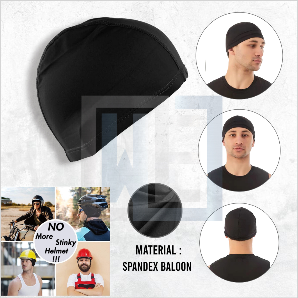 Penutup Kepala Kupluk Helm Helmmet Inner Cap Helm Skull Cap Inner Motor Sepeda Kupluk Hitam