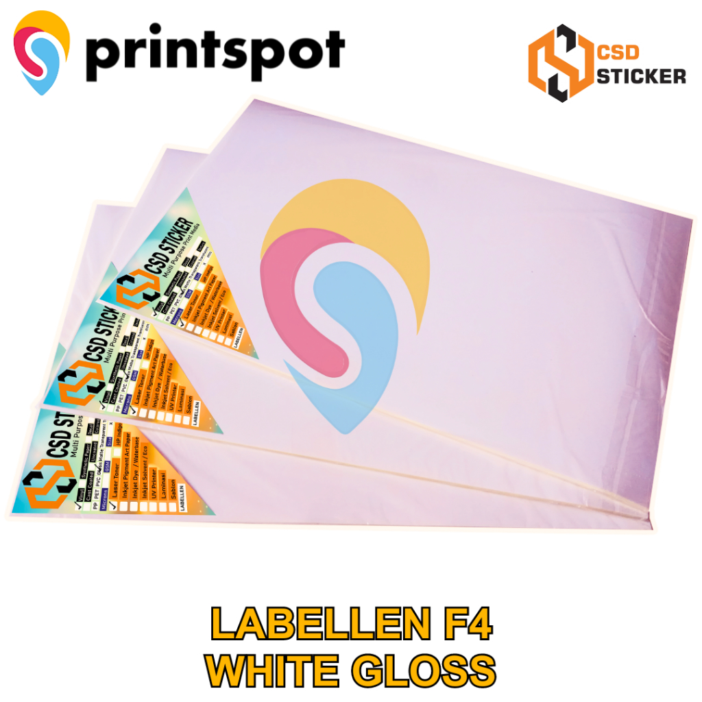 

CSD Sticker LABELLEN Vinyl PP Film F4 Stiker Digital Print Laser Toner Anti Air - PACK