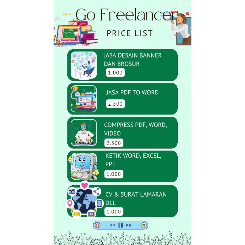 Jasa desain brosur/ banner/ cv &surat lamaran/ jasa ketik word, excel, power point, convers/kompres