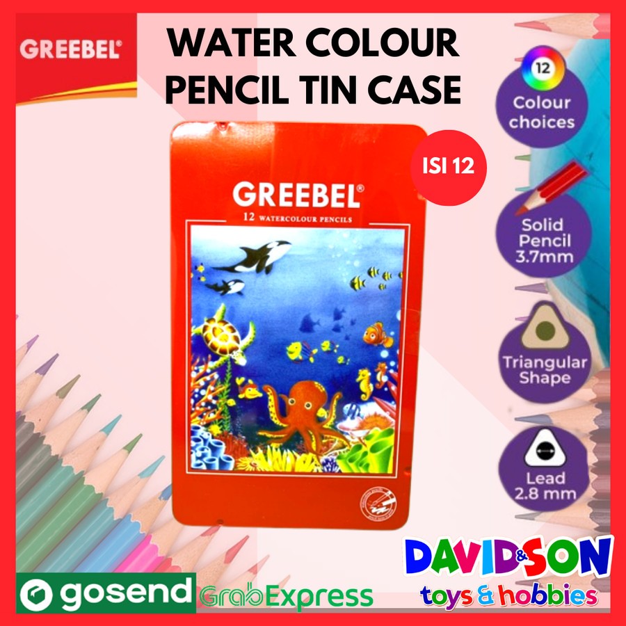 

GREEBEL WATER COLOUR PENSIL TIN CASE 12 WARNA / PENSIL WARNA 2712