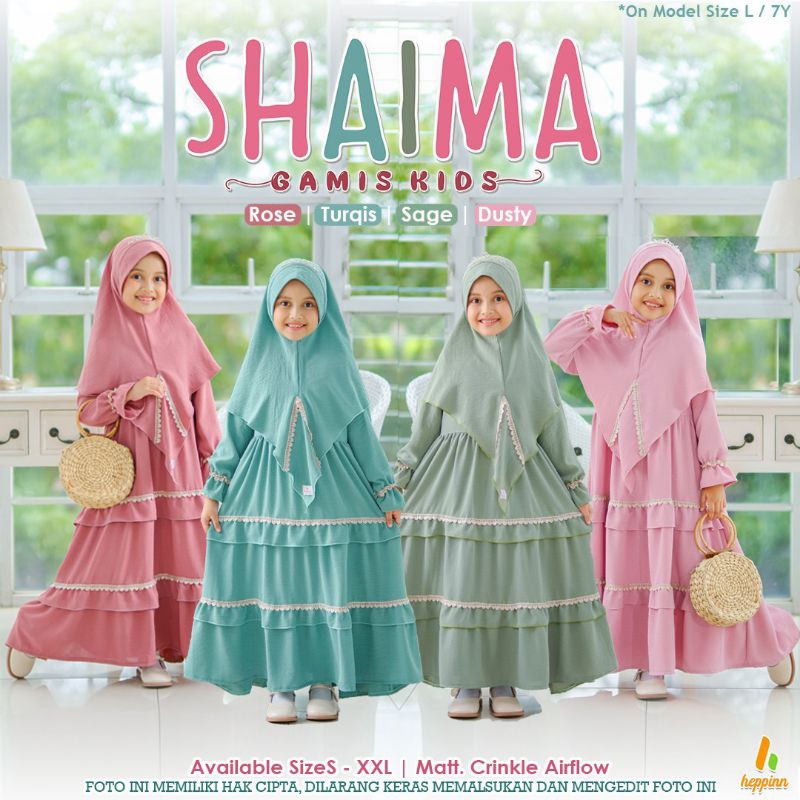 Gamis Cantik Polos Shaima Baju Pesta Anak Muslim Setelan Hijab 4 10 Tahun