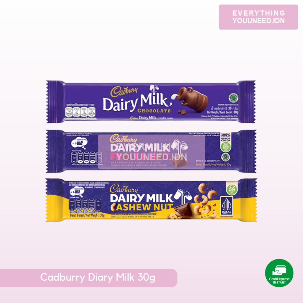 

Cadbury Dairy Milk Coklat Cashew Nut | Fruit & Nut | Chocolate 30g