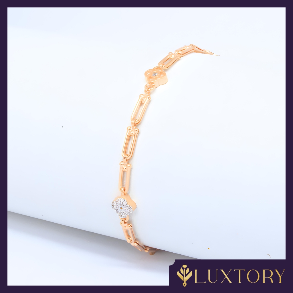 Gelang Emas Tiffany Clover  Permata 8K