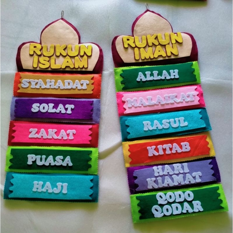 Hiasan dinding Rukun islam//rukun iman// dekorasi dinding kerajinan flanel
