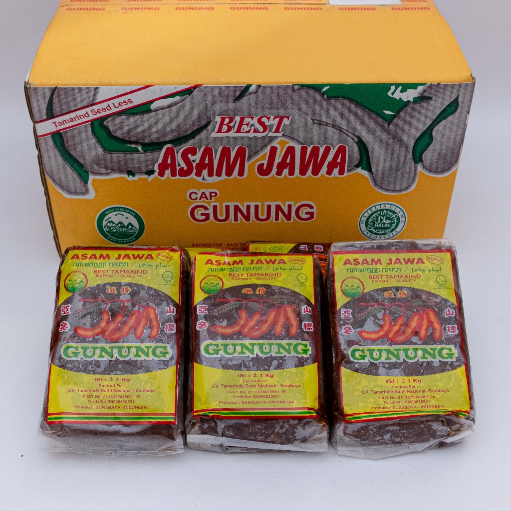 

ASAM JAWA ASAM TANPA BIJI ASAM DAGING CAP GUNUNG 1KG 1 DUS