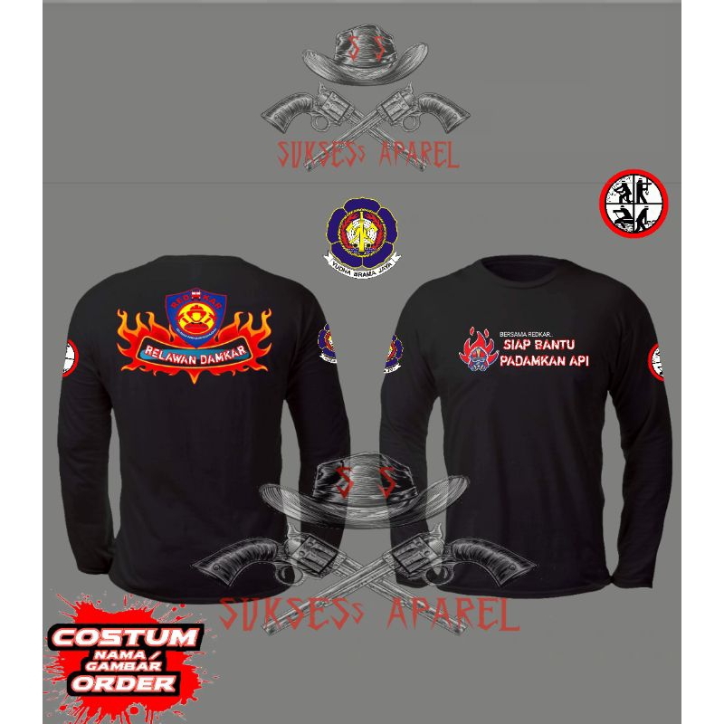 kaos redkar lengan panjang/relawan damkar/pemadam