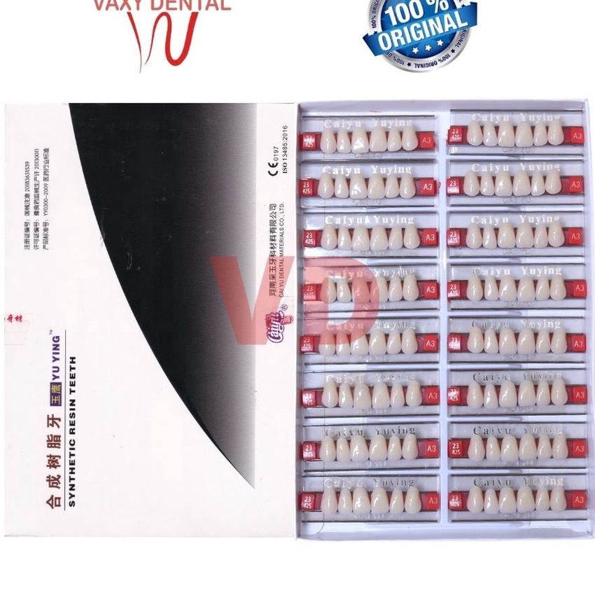 Tawaran Gigi Caiyu Depan Atas 1 BoxKotakDus isi 16 Papan Gigi Palsu Merk Caiyu Yuying Cayu Anterior 