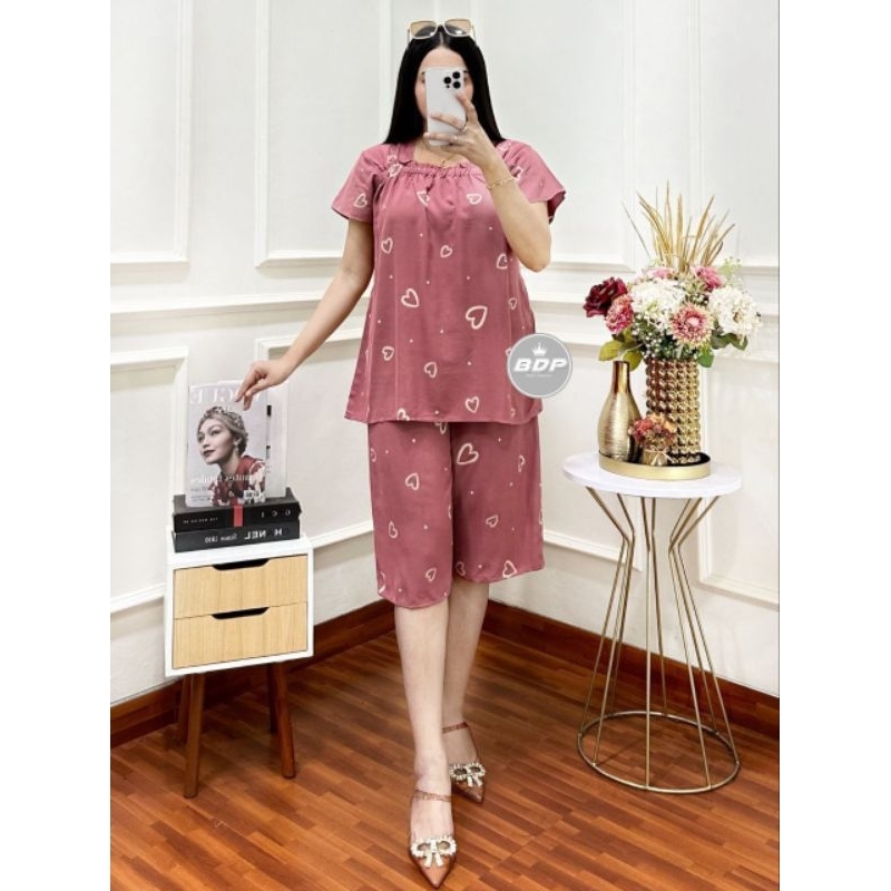 [BDP] Setelan Rayon pendek Oneset batik dian putri