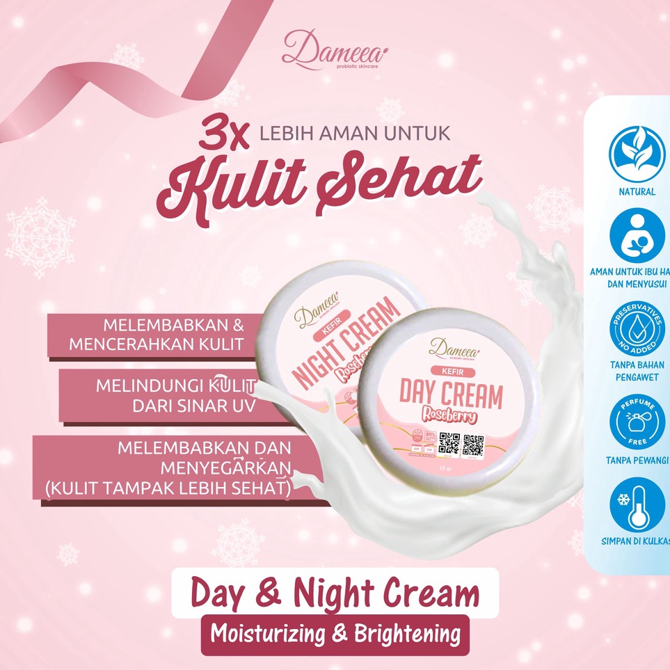 ART F17Z Cream Wajah Kefir 15gr  Dameea Day Night Organic Cream SPF 25 Extra Niacinamide  Krim Wajah